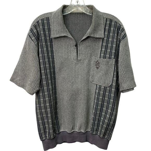 VTG Lindbergh Mens Large Gray Black Pullover Polo Shirt - Picture 1 of 11